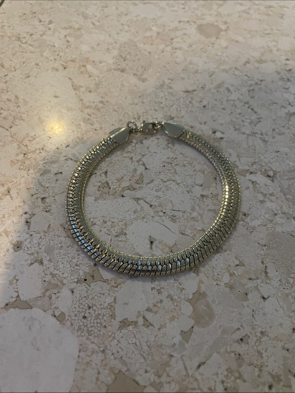 Elegant Silver-Tone Herringbone Bracelet